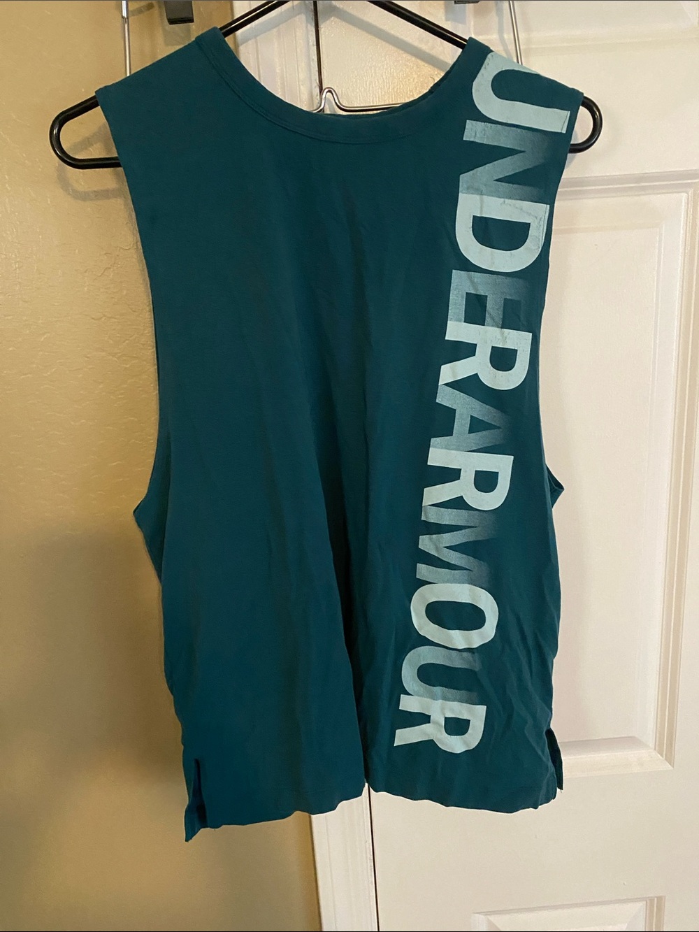 Under Armour Teal Muscle Tank with Vertical Logo